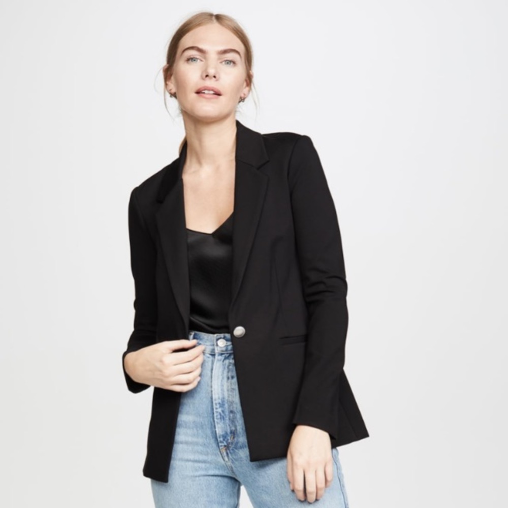 L'AGENCE Black Scout Ponte One Button Blazer Size 6 NWOT